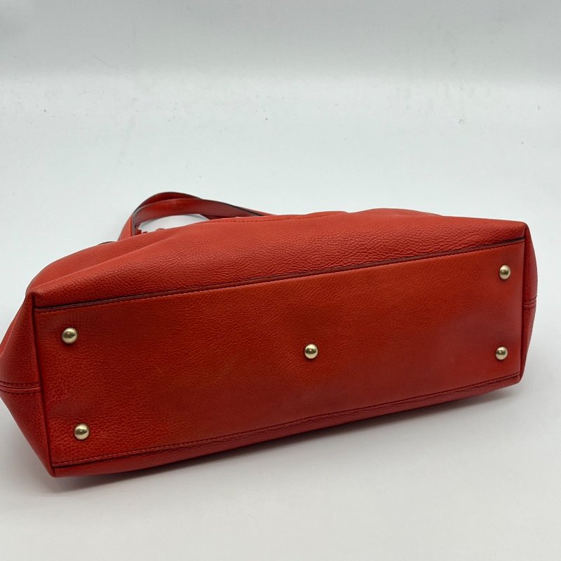 GUCCI 古馳 橘紅色 全皮SOHO流蘇肩背包/手提包-6