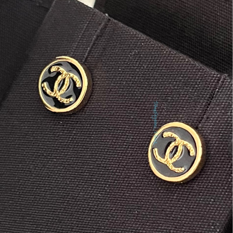 CHANEL 香奈兒 24c 小圓黑金耳環 迷你黑金耳環❗️尚未抵台-1