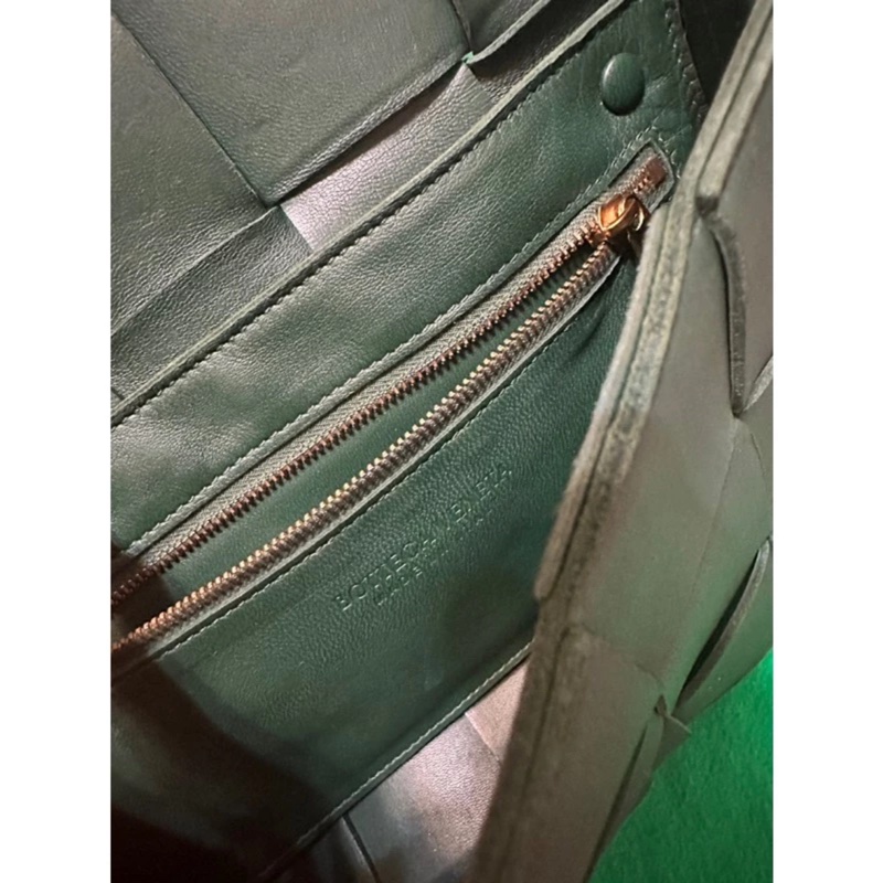 Bottega Veneta Cassette/深綠色復古綠大格編織卡帶肩背包-4