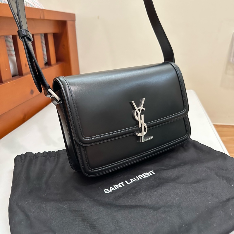 ysl solferino中款黑銀豆腐包-0