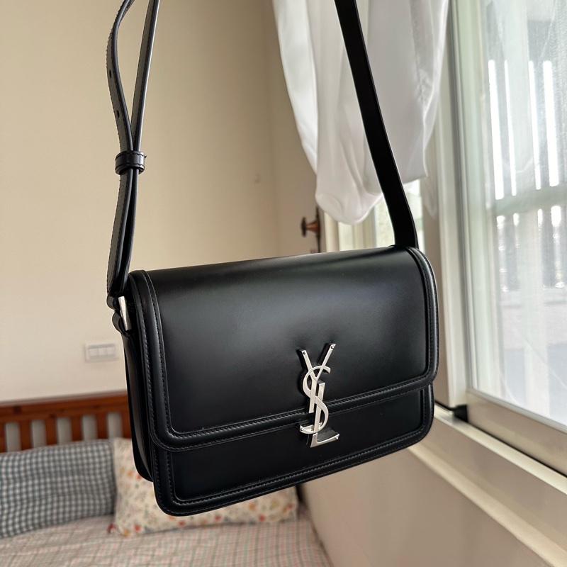 ysl solferino中款黑銀豆腐包-1