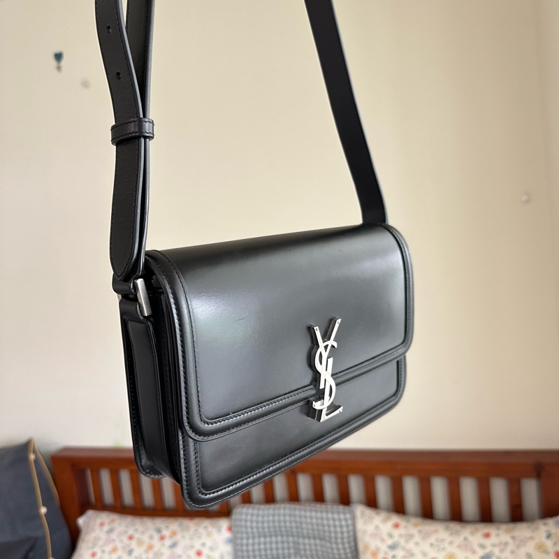 ysl solferino中款黑銀豆腐包-2
