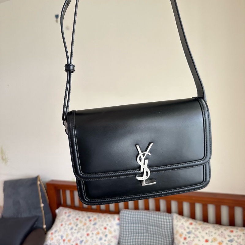 ysl solferino中款黑銀豆腐包-3