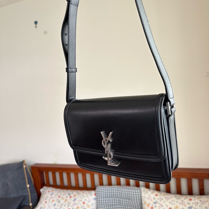 ysl solferino中款黑銀豆腐包-4