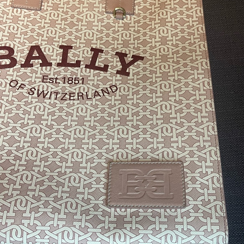 Bally Crystalia粉色Logo皮標牛皮托特包-2