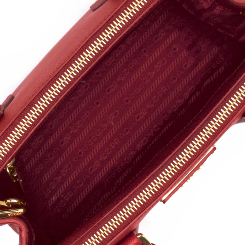 【促銷品】Prada 1BA896 倒三角標 Saffiano牛皮 小款Galleria 殺手包 紅色-4