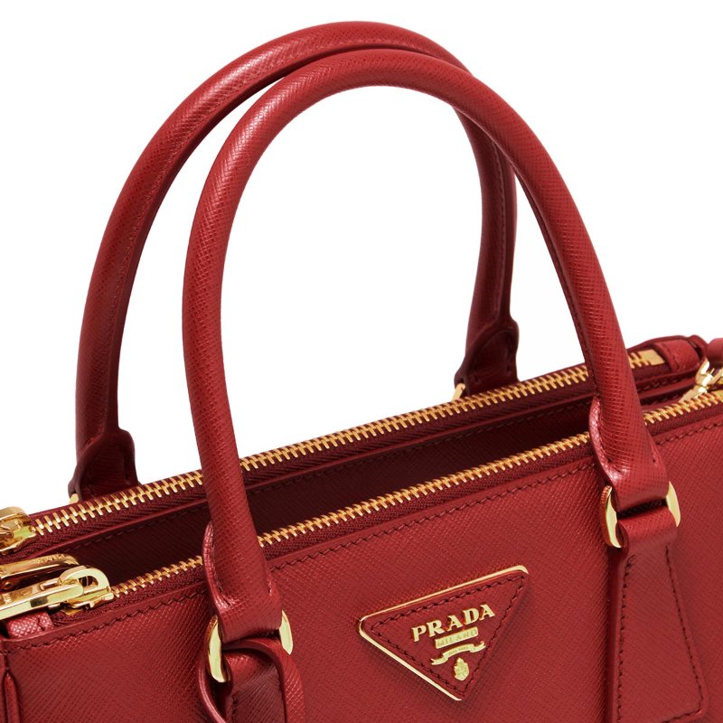 【促銷品】Prada 1BA896 倒三角標 Saffiano牛皮 小款Galleria 殺手包 紅色-5