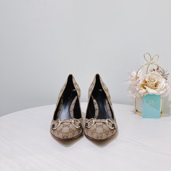 Gucci 古馳老花帆布高跟鞋 Jackie GG Supreme Canvas Heels 38 Size-1