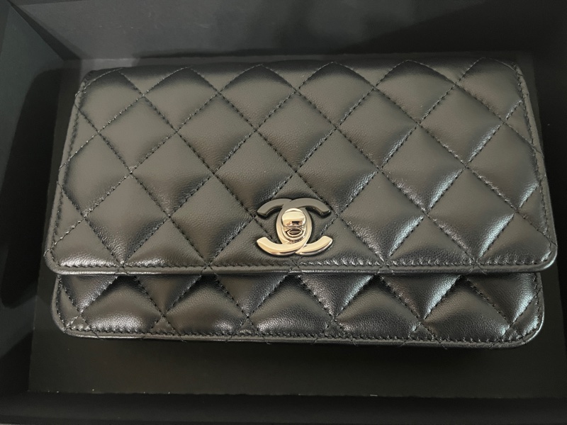 降價 Chanel 2023/24 cruise collection 香奈兒 新款漸層銀扣雙色鏈條包 wallet on chain WOC 情人節禮物-3
