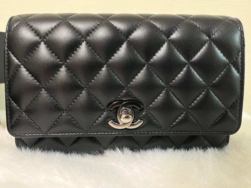 降價 Chanel 2023/24 cruise collection 香奈兒 新款漸層銀扣雙色鏈條包 wallet on chain WOC 情人節禮物-5