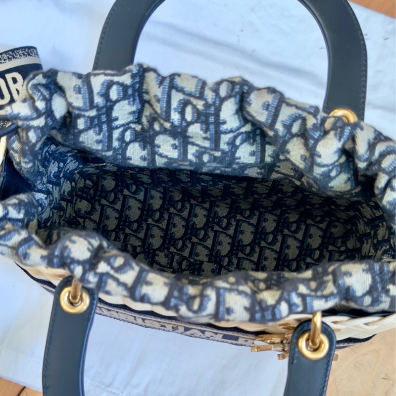 99新 中號Lady Dior Wicker Bag 藤編包黛妃包 台北101 Dior專櫃購入 全配附發票購證正本-6