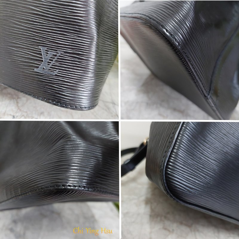 LV EP I 黑色 Vintage🎀現品實拍🎀 牛皮水波紋(中款)水桶包 ~二手約9.2成新以上-8