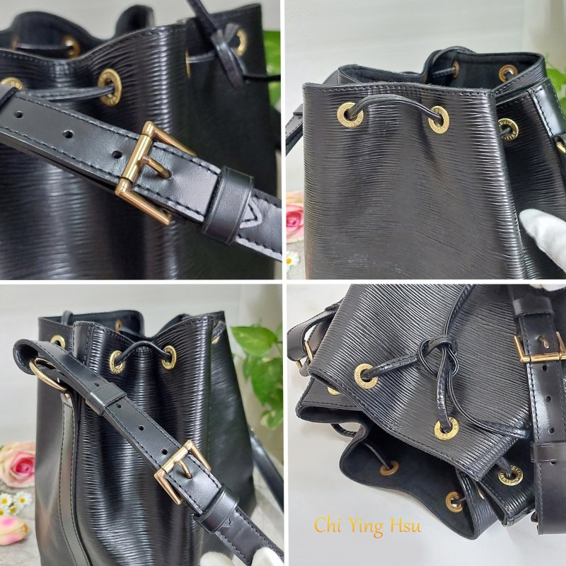 LV EP I 黑色 Vintage🎀現品實拍🎀 牛皮水波紋(中款)水桶包 ~二手約9.2成新以上-12