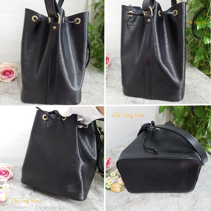 LV EP I 黑色 Vintage🎀現品實拍🎀 牛皮水波紋(中款)水桶包 ~二手約9.2成新以上-14