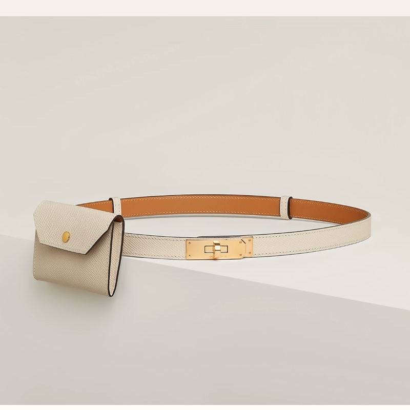 全新 Hermès Kelly pocket belt 18 愛馬仕皮帶腰包奶昔白-1