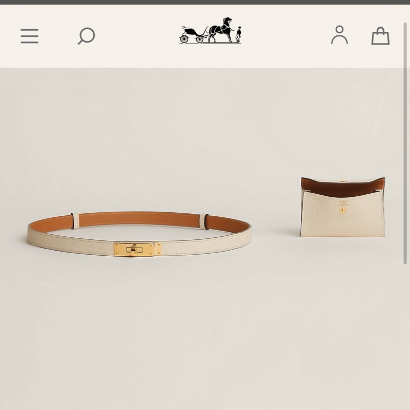 全新 Hermès Kelly pocket belt 18 愛馬仕皮帶腰包奶昔白-2