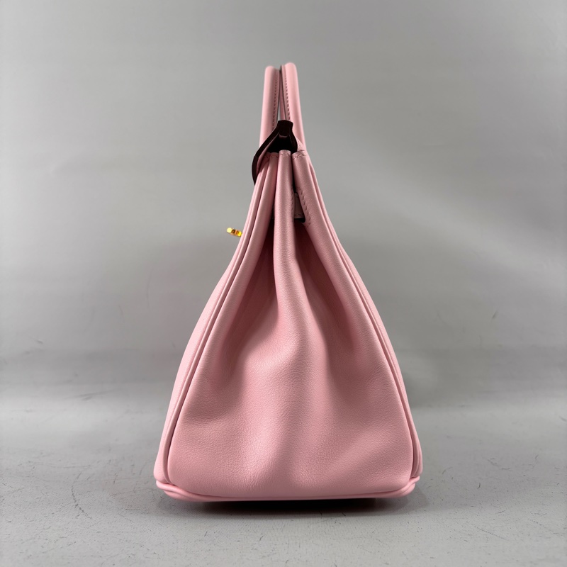 Hermes櫻花粉Swift皮金釦Birkin 25 X刻-4