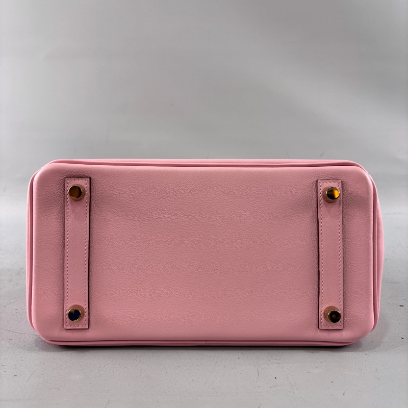Hermes櫻花粉Swift皮金釦Birkin 25 X刻-5