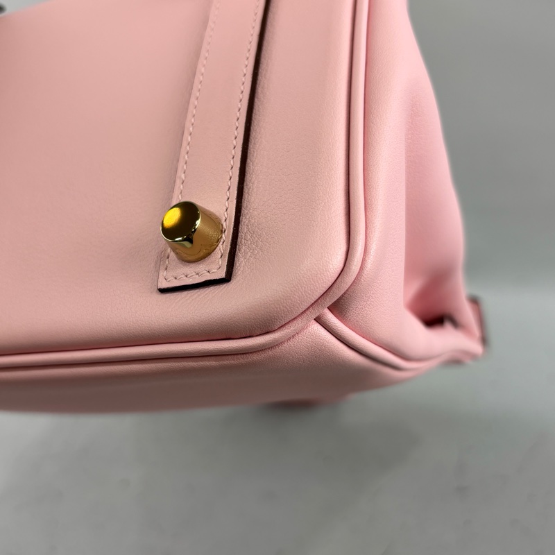 Hermes櫻花粉Swift皮金釦Birkin 25 X刻-8