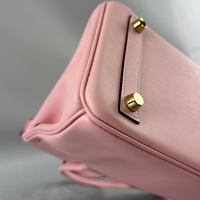 Hermes櫻花粉Swift皮金釦Birkin 25 X刻-9