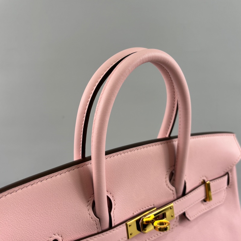 Hermes櫻花粉Swift皮金釦Birkin 25 X刻-10