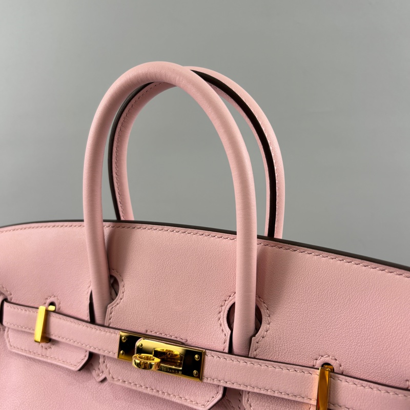 Hermes櫻花粉Swift皮金釦Birkin 25 X刻-11
