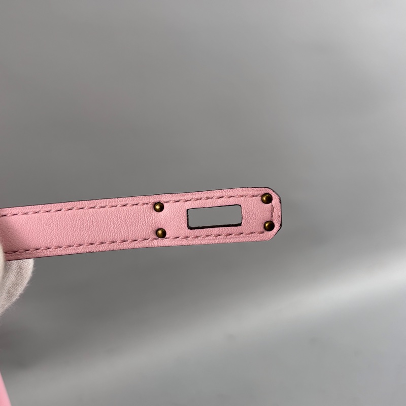 Hermes櫻花粉Swift皮金釦Birkin 25 X刻-14