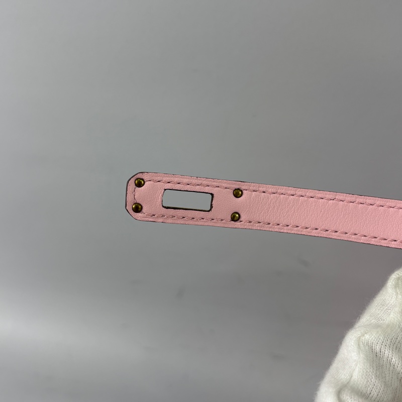 Hermes櫻花粉Swift皮金釦Birkin 25 X刻-16