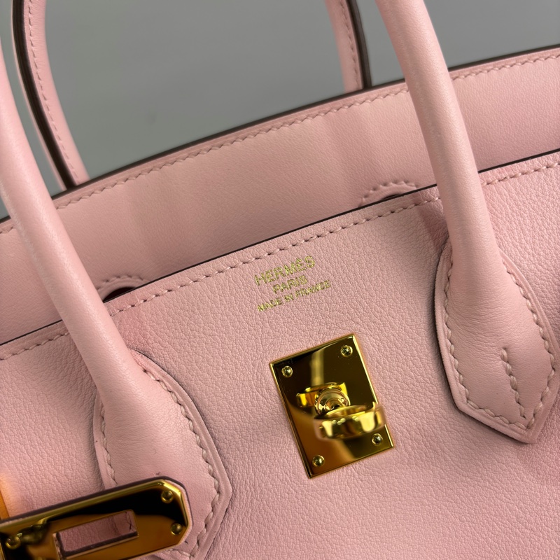 Hermes櫻花粉Swift皮金釦Birkin 25 X刻-18