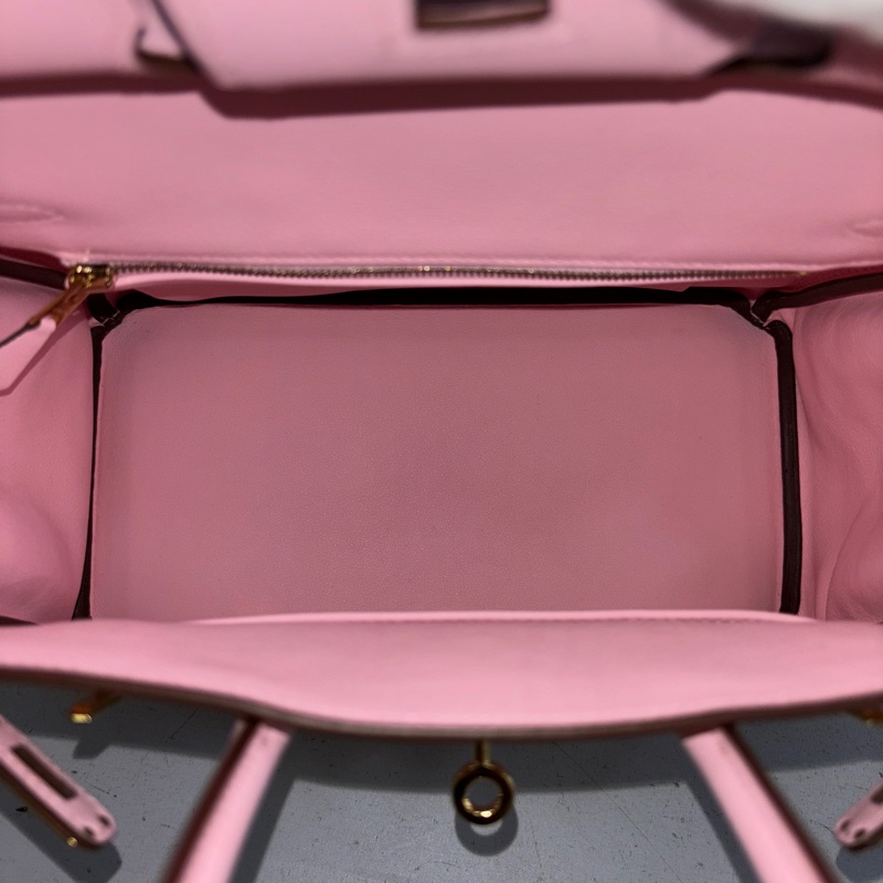 Hermes櫻花粉Swift皮金釦Birkin 25 X刻-21