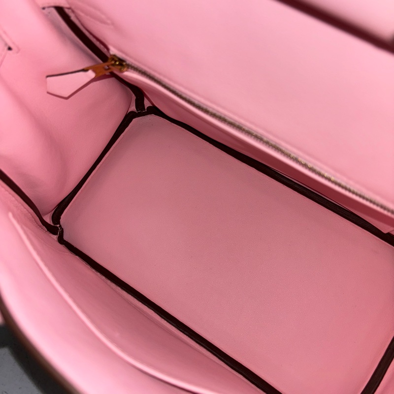 Hermes櫻花粉Swift皮金釦Birkin 25 X刻-23