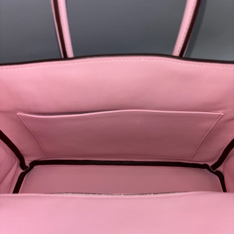 Hermes櫻花粉Swift皮金釦Birkin 25 X刻-24