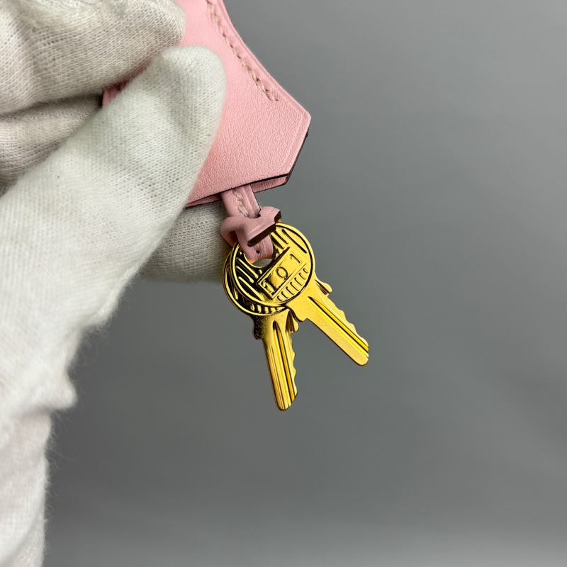 Hermes櫻花粉Swift皮金釦Birkin 25 X刻-31