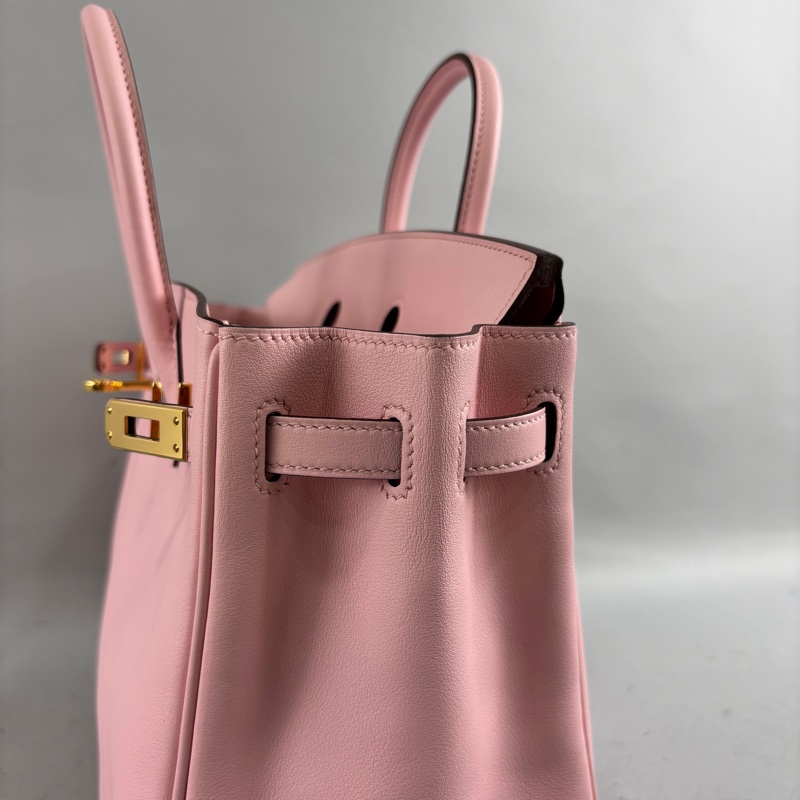 Hermes櫻花粉Swift皮金釦Birkin 25 X刻-32