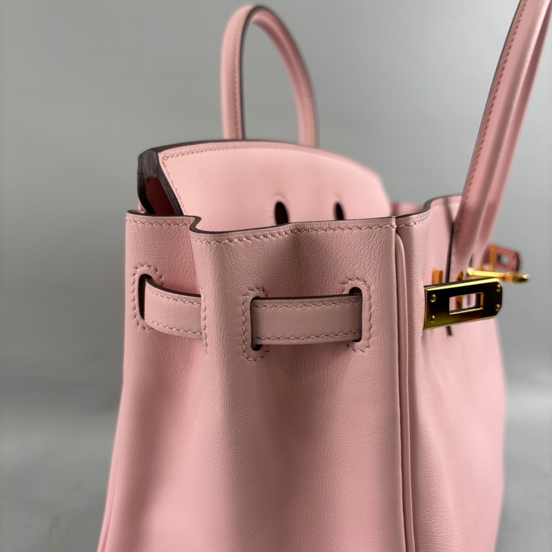 Hermes櫻花粉Swift皮金釦Birkin 25 X刻-33