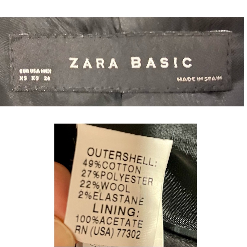 西班牙製ZARA BASIC 深灰色棉加羊毛材質西裝套裝-3