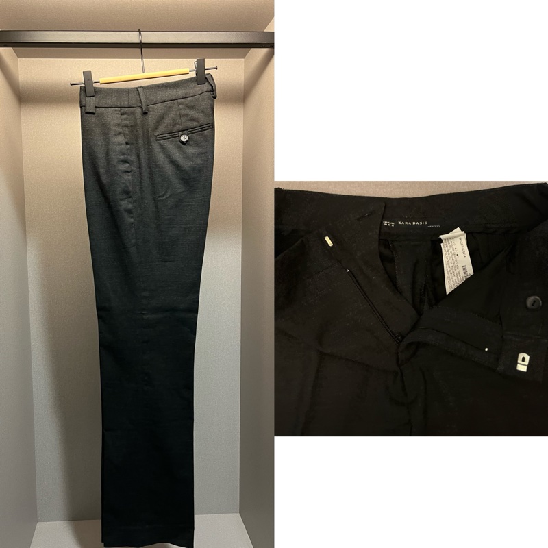 西班牙製ZARA BASIC 深灰色棉加羊毛材質西裝套裝-6