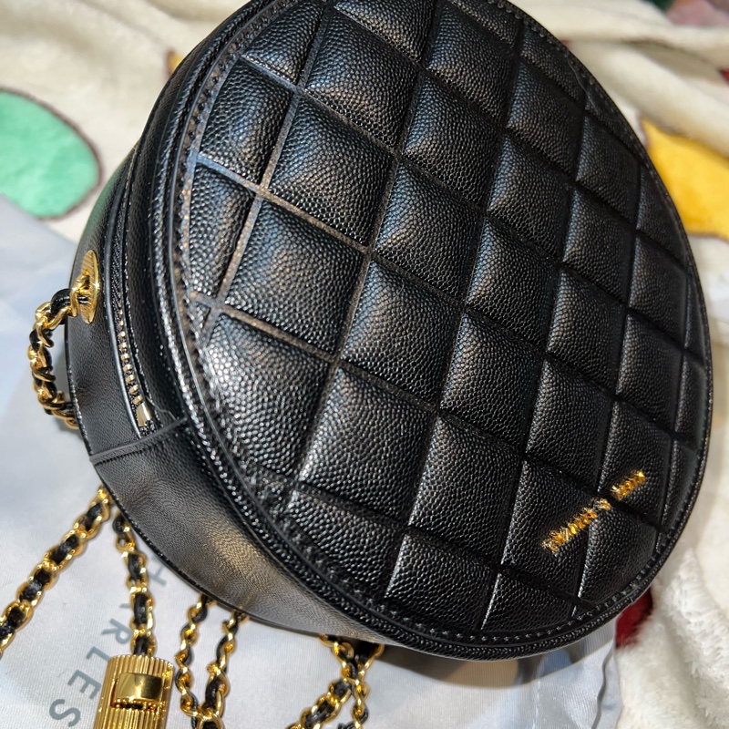 小ck / kwan 菱格鍊帶小圓包 / 黑色 / s-0