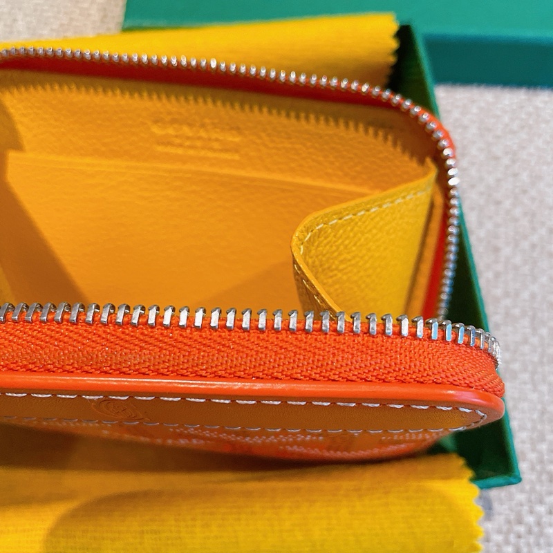 GOYARD 高德雅 Monnaie Matignon Mini 帆布拉鍊零錢包 橘色-5