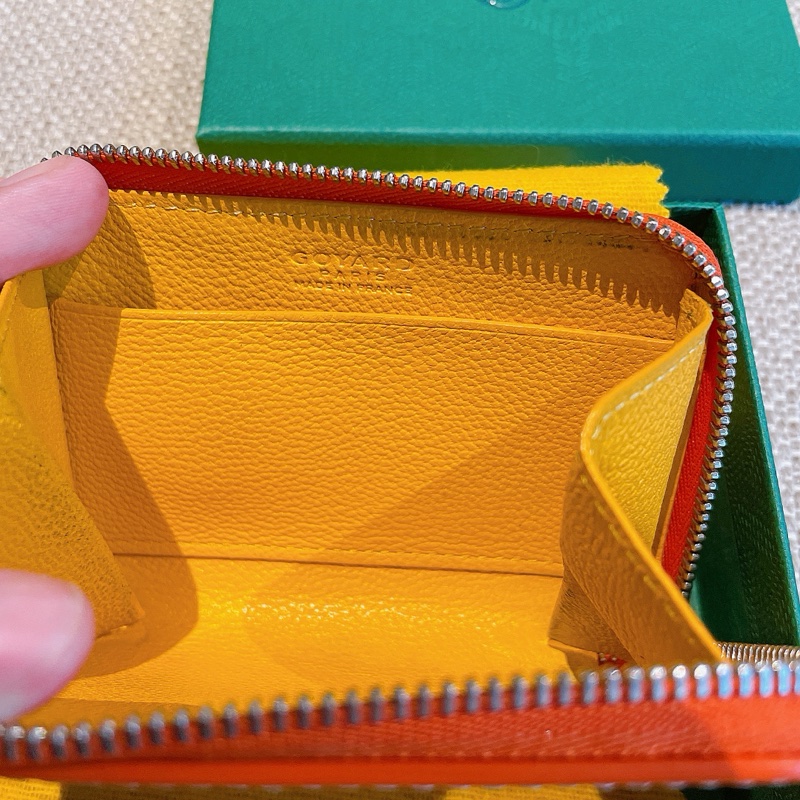 GOYARD 高德雅 Monnaie Matignon Mini 帆布拉鍊零錢包 橘色-6