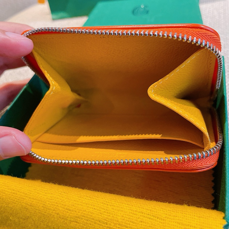 GOYARD 高德雅 Monnaie Matignon Mini 帆布拉鍊零錢包 橘色-9
