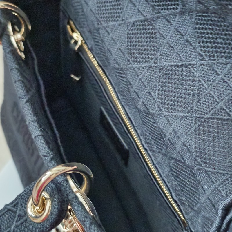 Lady Dior 黛妃包 手工刺繡帆布包黑色-3