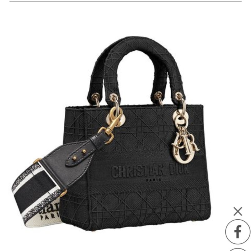 Lady Dior 黛妃包 手工刺繡帆布包黑色-5