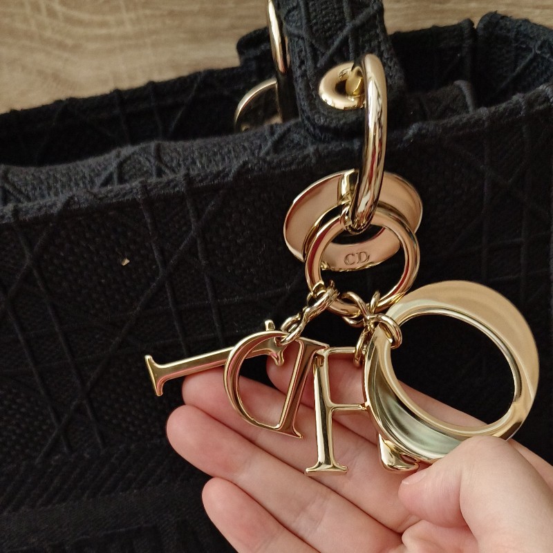 Lady Dior 黛妃包 手工刺繡帆布包黑色-8