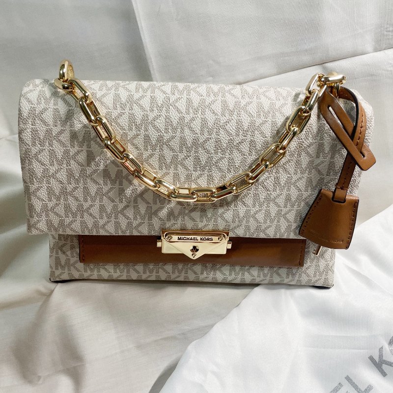 Michael Kors [專櫃款] 老花拼色單肩斜挎包-翻蓋鏈條包-信封包-1