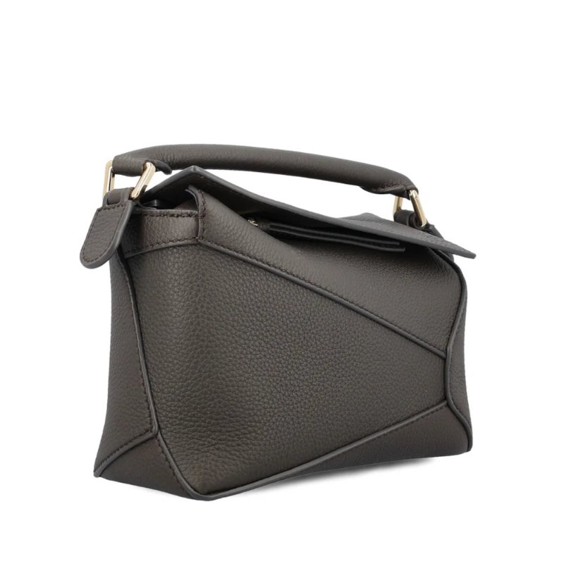 【LOEWE 羅威】Mini Puzzle 迷你 柔軟粒面小牛皮 拼圖包 幾何 拼接包 肩背包 深灰色-1