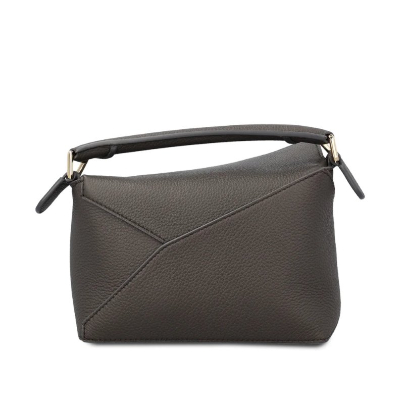 【LOEWE 羅威】Mini Puzzle 迷你 柔軟粒面小牛皮 拼圖包 幾何 拼接包 肩背包 深灰色-3