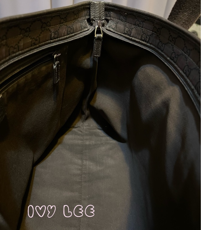 Gucci 男女適用 稀有款 手提包 托特包 180449 尼龍帆布x真皮 深棕色 二手精品-8