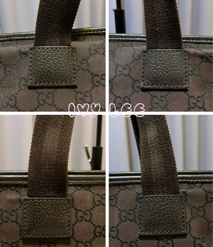 Gucci 男女適用 稀有款 手提包 托特包 180449 尼龍帆布x真皮 深棕色 二手精品-13