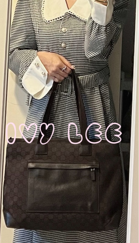 Gucci 男女適用 稀有款 手提包 托特包 180449 尼龍帆布x真皮 深棕色 二手精品-27